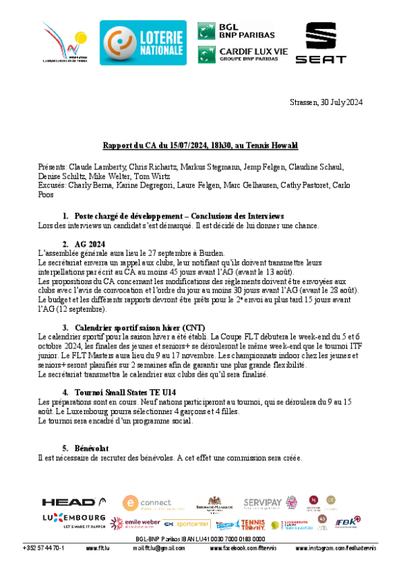 Rapport CA du 15 juillet 2024