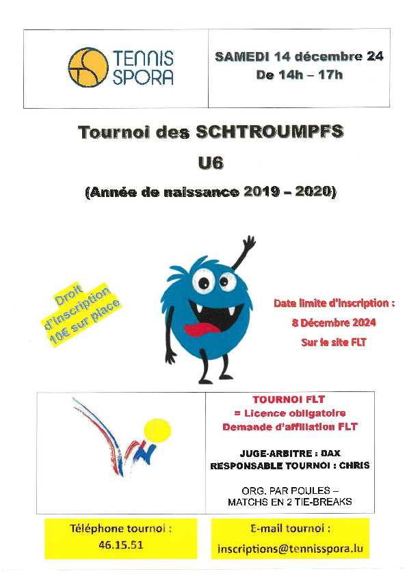 Tournoi des Schtroumpfs - Tennis Spora